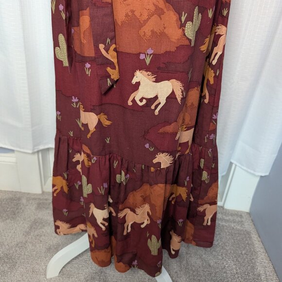 Princess Highway Horse Motif Dress, Linen/Cotton Blend, Size 12 - Picture 7 of 9